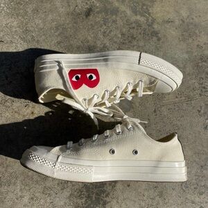 Converse Cream Sneakers with Red Heart